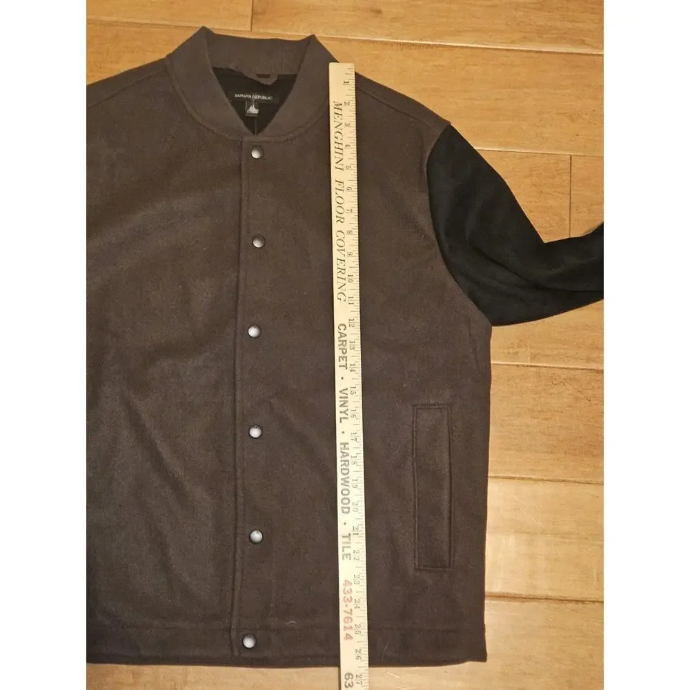 NWT! Banana Republic Mens Varsity Jacket Med Brown Black Colorblock Snap Button